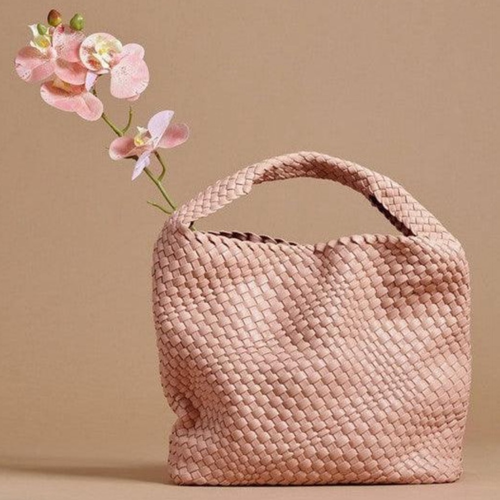 Melie Bianco Pink Woven Shoulder Bag